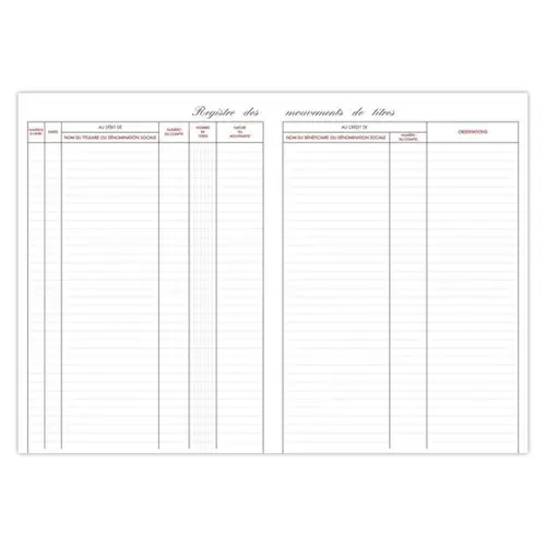 Registre des mouvements de titres avec couverture toilée - ELVE photo du produit