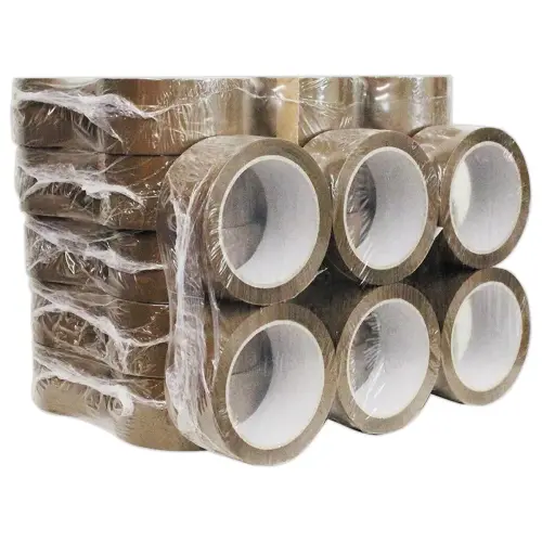 6 Adh&eacute;sifs plastique &eacute;conomique - 66 m x 48 mm - Havane photo du produit