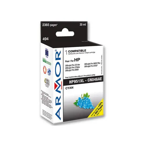 Cartouche &eacute;q. HP 951XL - Haute capacit&eacute; - Cyan - OWA photo du produit