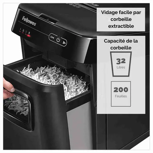 Destructeur automatique Fellowes AutoMax 200C - coupe crois&eacute;e - utilisation mod&eacute;r&eacute;e photo du produit