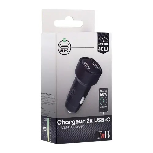 Chargeur de voiture - 2 x USB-C - T'NB photo du produit