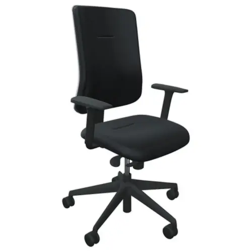 Si&egrave;ge de bureau synchrone ATILA tissu noir avec glissi&egrave;re d'assise et accotoirs 1D  mont&eacute; photo du produit