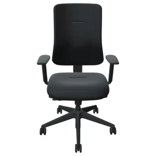 Si&egrave;ge de bureau synchrone ATILA tissu noir avec glissi&egrave;re d'assise et accotoirs 1D  mont&eacute; photo du produit
