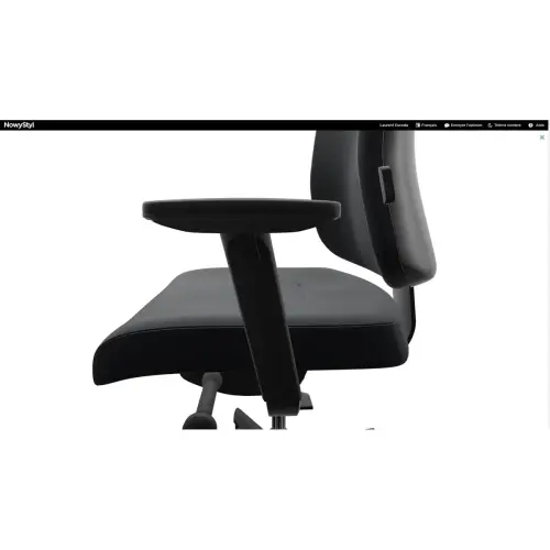 Siège ATILA ERGO tissu noir accotoirs 4D et têtière 3D monté photo du produit