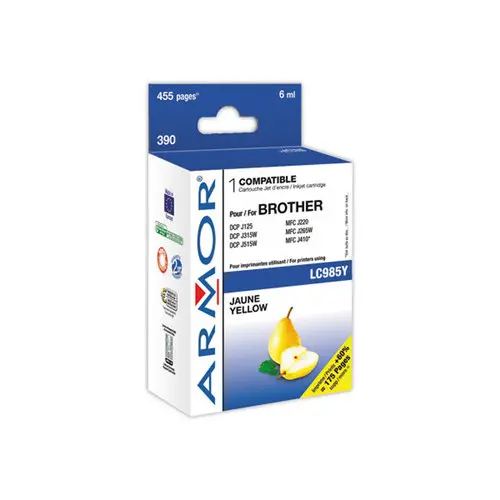 Cartouche ARMOR équiv. BROTHER LC985Y jaune photo du produit