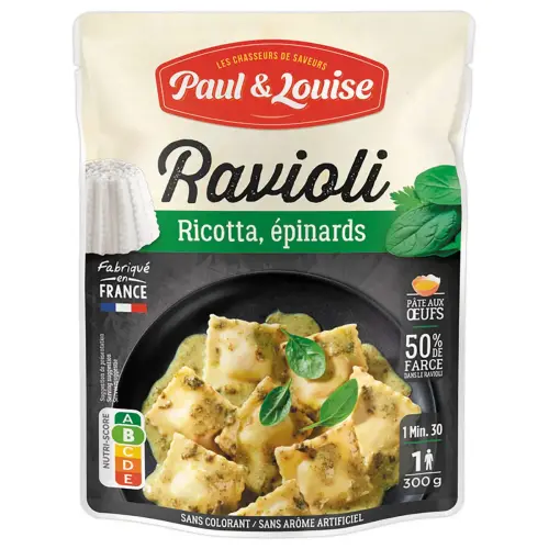 Plat cuisiné Raviolis Ricotta Epinard - 300 g - PAUL & LOUISE photo du produit