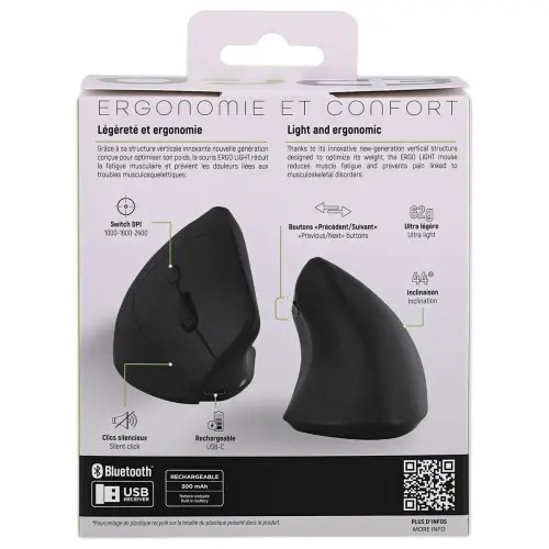 Souris ergo verticale ultra l&eacute;g&egrave;re - Noir - T'NB photo du produit