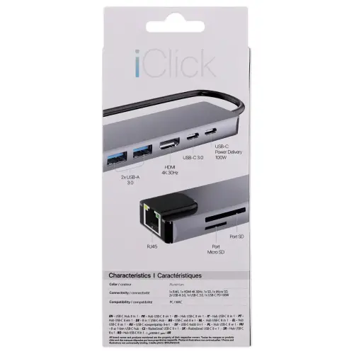 HUB USB-C 8 Ports en 1 HDMI 4K - T'NB photo du produit