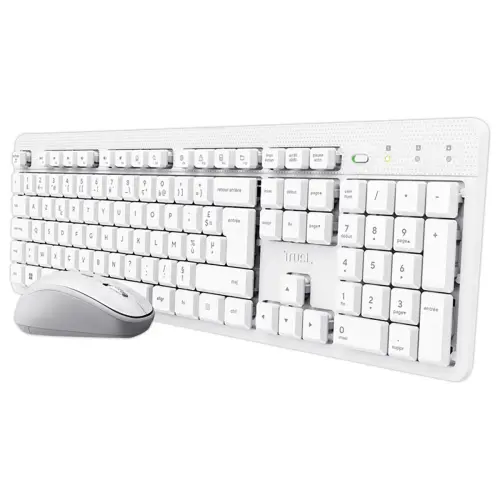 Pack Clavier + Souris Ambidextre & Silencieux - Sans fil - Blanc - Trust photo du produit