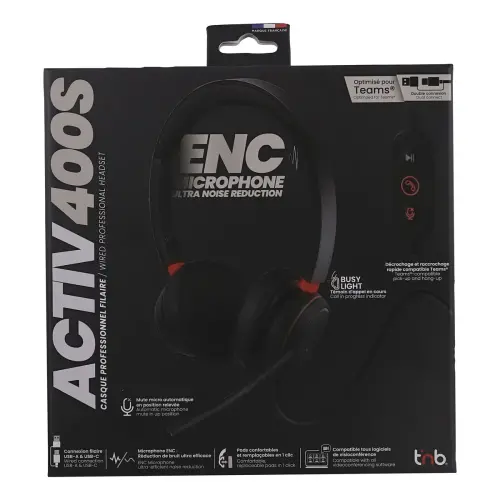Casque-micro ACTIV 400S - USB-A/C - Noir - T'NB photo du produit