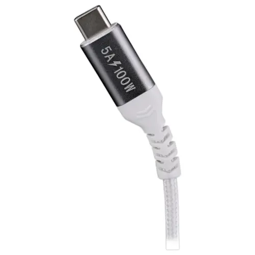 C&acirc;ble 100W 2m USB-C/USB-C - Tress&eacute; - Blanc - T'NB photo du produit