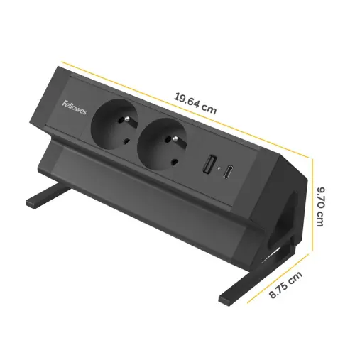 Unité d'électrification Power Desk 2 - USB-A & USB-C - Noir - Fellowes photo du produit