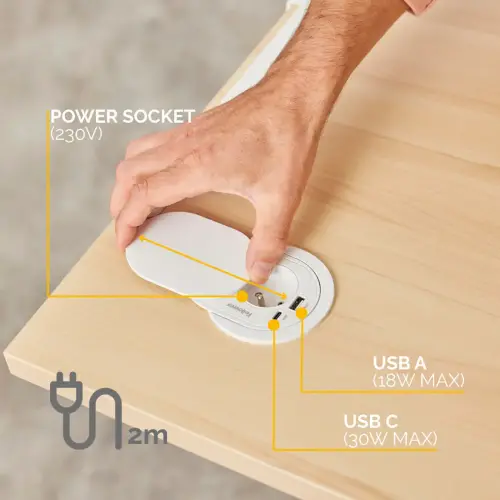 Prise encastrable Power Spot - USB-A & USB-C - Blanc - Fellowes photo du produit