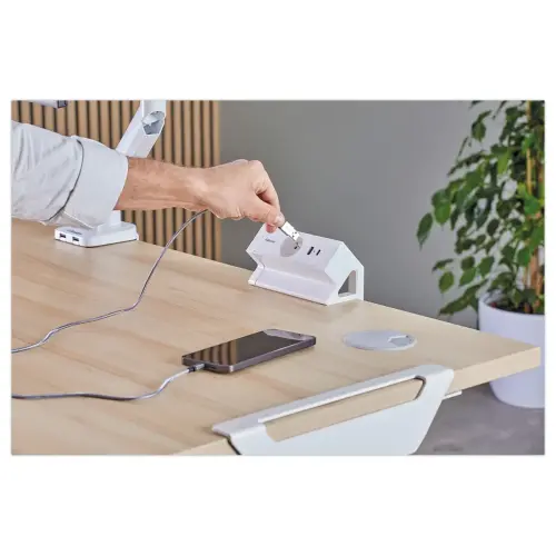Unit&eacute; d'&Eacute;lectrification - Power Desk - USB-A USB-C - Blanc - Fellowes photo du produit