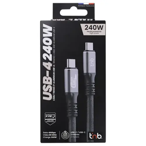 Câble USB-4 2m - Renforcé et Ultra Rapide - T'NB photo du produit