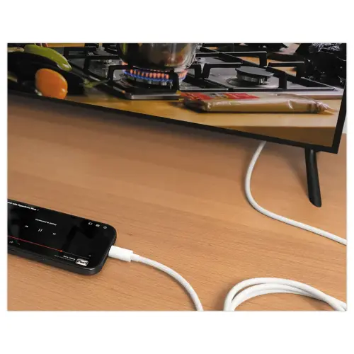Câble USB-C vers HDMI 4K en Nylon Tressé Blanc 2,5m - Hypertec photo du produit