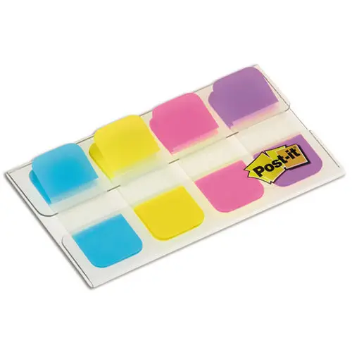 4 Marque-pages rigides - Bleu - Jaune - Rose - Violet - 3M POST-IT photo du produit