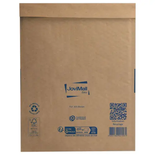 10 Pochettes Matelassées Recyclées à Bulles 180x260mm - Kraft - Jovimail Easy photo du produit