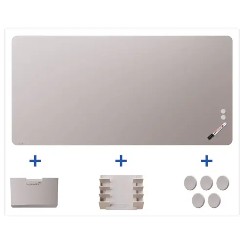 Tableau en Verre Mat Magnétique 100x200 + Kit - Gris- Legamaster photo du produit