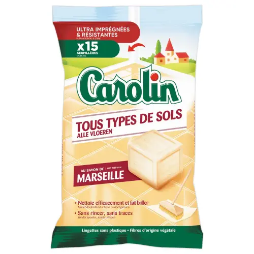 15 Serpillières Sans Rinçage Végétales - Savon Marseille - Carolin photo du produit