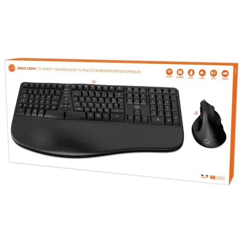 Clavier + Souris Sans Fil Ergonomique Multiconnexion C30W - Mobility Lab photo du produit