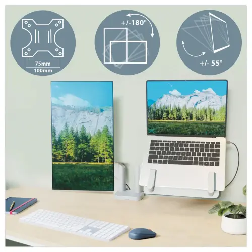 Double Bras Ecran Pivotant & Inclinable avec support PC - Leitz photo du produit