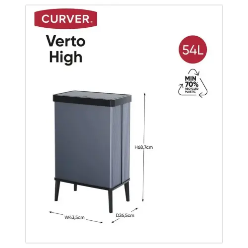 Poubelle verto couvercle push 54l photo du produit