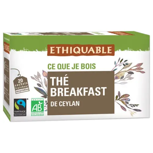 20 Sachets de thé de Ceylan "Breakfast" équitable et bio photo du produit