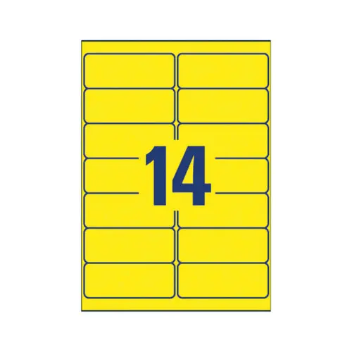 Boite de 25 Planches d'étiquettes fluorescentes 99,1x38,1 jaune photo du produit