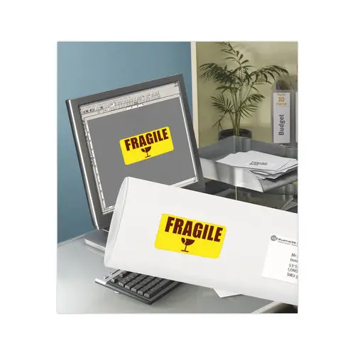 25 Planches d'étiquettes fluorescentes 99,1x38,1 jaune photo du produit