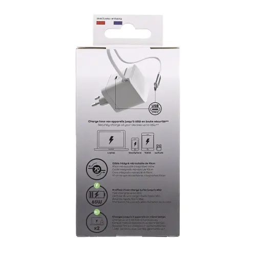Chargeur GAN 3 USB 65W + c&acirc;ble photo du produit