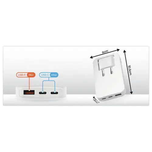 Chargeur Gan Pliable - Charge Rapide 3 ports - T'NB photo du produit