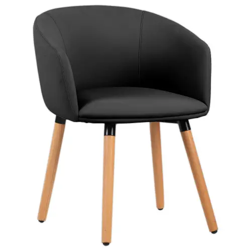 2 Fauteuils ARCO noirs pieds bois mont&eacute; photo du produit