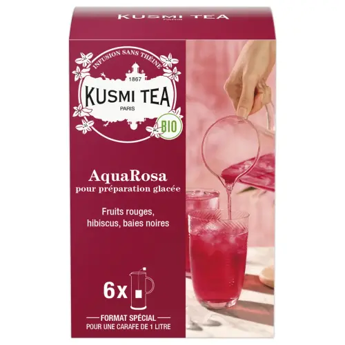 Boîte de 6 grands sachets d'infusion AquaRosa bio Kusmi Tea photo du produit