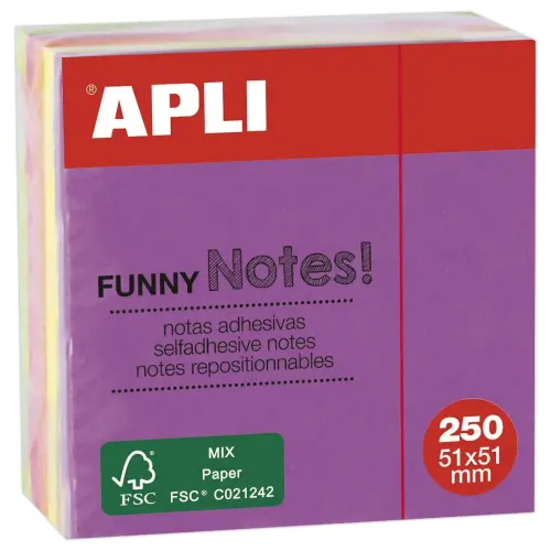 Mini-bloc cube 51x51 mm 5 couleurs 250 feuilles photo du produit