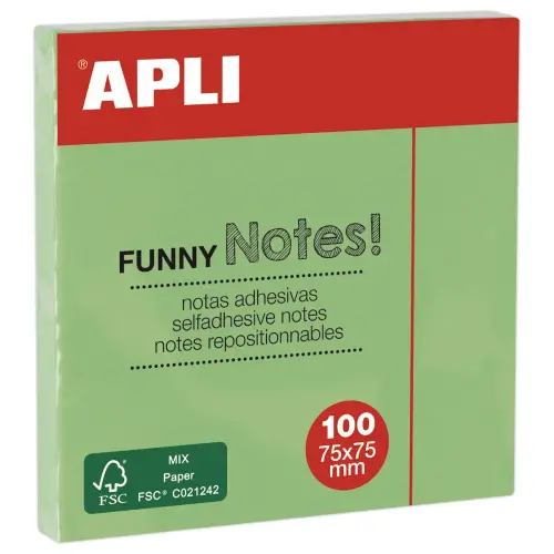 Bloc notes adh&eacute;sives 75 x 75 mm 100 feuilles vert pastel photo du produit