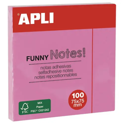 Bloc notes adhésives 75 x 75 mm 100 feuilles rose photo du produit