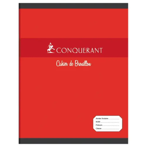 20 Cahiers de brouillon agrafé Seyès - A5+ 60g - 48 pages - Rouge - Conquérant photo du produit