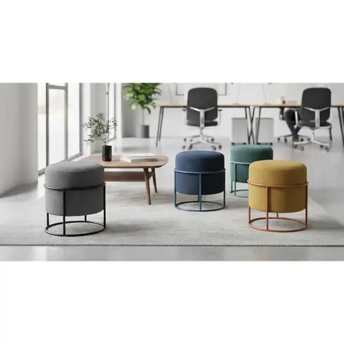 Pouf empilable bleu photo du produit