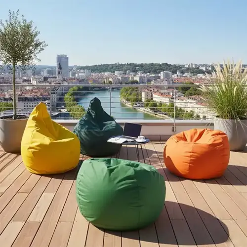 Pouf rond orange photo du produit