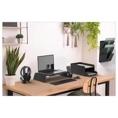 Support rehausseur PC portable m&eacute;tal noir photo du produit