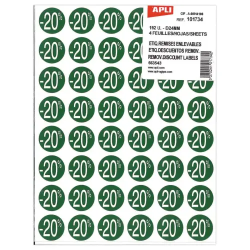 192 pastilles vertes &Oslash; 24mm remise - 20 % photo du produit