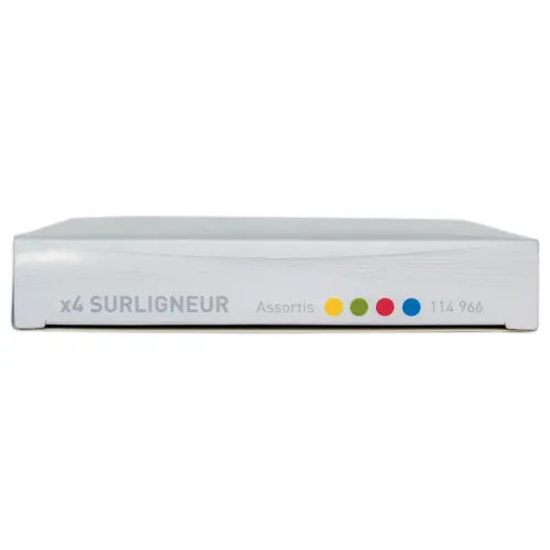4 Surligneurs - Pointe large - Coloris assortis - Fiducial photo du produit