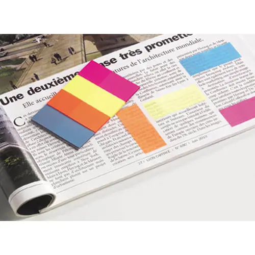 Marque-pages Fiducial film 2x4,5 cm - 4 couleurs vives photo du produit