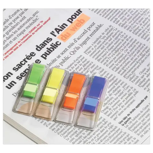 Marque-pages repositionnables 1,2 x 4,5 cm - Coloris assortis - Fiducial photo du produit
