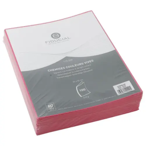 100 Chemises cartonn&eacute;es color&eacute;es - Rose - Fiducial photo du produit