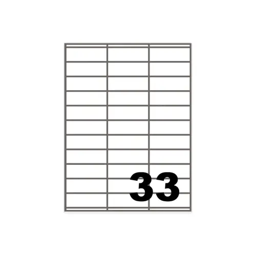 100 Planches de 33 &eacute;tiquettes &agrave; coins carr&eacute;s - 70 x 25 mm - Fiducial photo du produit