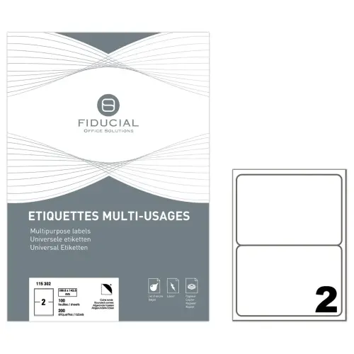 100 Etiquettes à coins ronds - 199,6 x 143,5mm - 1 boîte de 100 planches - Fiducial photo du produit