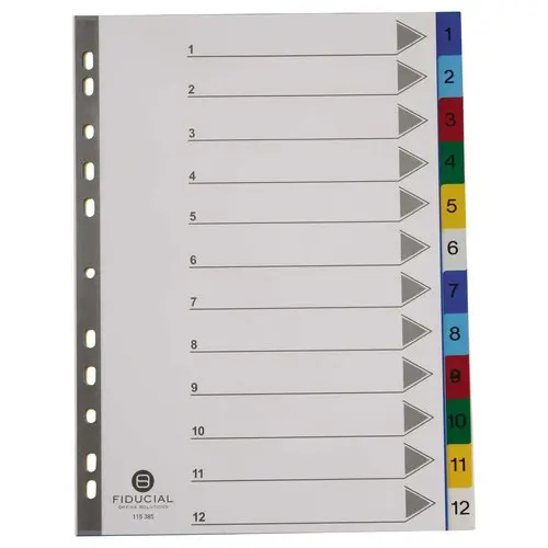 Jeu d'intercalaires numériques A4 - 12 onglets - FIDUCIAL photo du produit