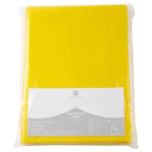 100 Pochettes coins en polypropylène 11/100e Jaune - Fiducial photo du produit